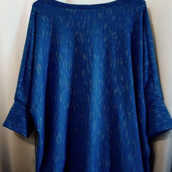 Fireworks print T-shirt Top Plus 1X Blue pink green blend Dolman Scoop neck hilo - Picture 10 of 12